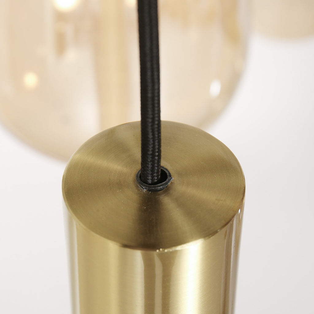 Hanglamp Reflexion 3797ME messing 9 lichts met amber glas