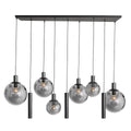 Hanglamp Bollique 3798ZW zwarte 9 lichts lamp met smoke glas