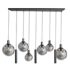 Hanglamp Bollique 3798ZW zwarte 9 lichts lamp met smoke glas