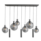 Hanglamp Bollique 3798ZW zwarte 9 lichts lamp met smoke glas