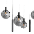 Hanglamp Bollique 3798ZW zwarte 9 lichts lamp met smoke glas