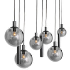 Hanglamp Bollique 3798ZW zwarte 9 lichts lamp met smoke glas