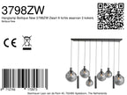 Hanglamp Bollique 3798ZW zwarte 9 lichts lamp met smoke glas