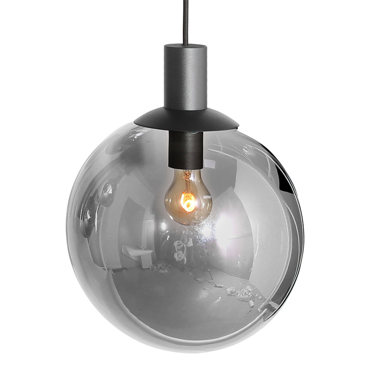 Hanglamp Bollique 3798ZW zwarte 9 lichts lamp met smoke glas