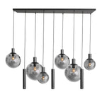 Hanglamp Bollique 3798ZW zwarte 9 lichts lamp met smoke glas