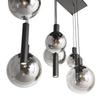 Hanglamp Bollique 3798ZW zwarte 9 lichts lamp met smoke glas