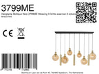 Hanglamp Bollique 3799ME messing 9 lichts met amber glas
