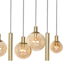 Hanglamp Bollique 3799ME messing 9 lichts met amber glas