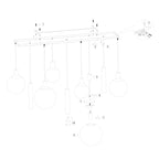 Hanglamp Bollique 3799ME messing 9 lichts met amber glas