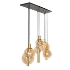 Hanglamp Bollique 3799ME messing 9 lichts met amber glas