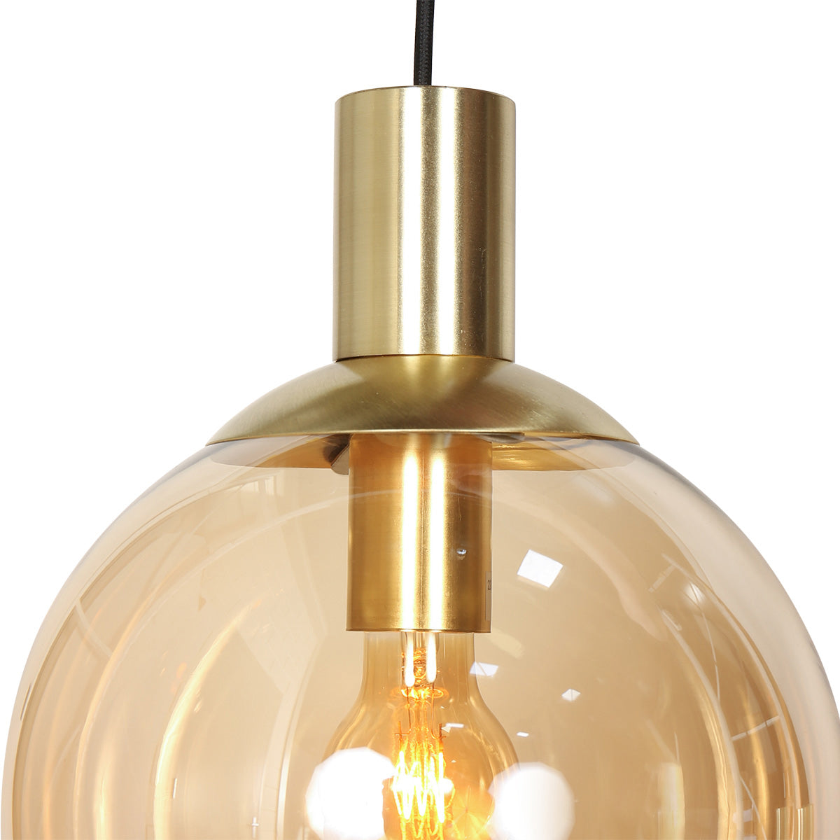 Hanglamp Bollique 3799ME messing 9 lichts met amber glas