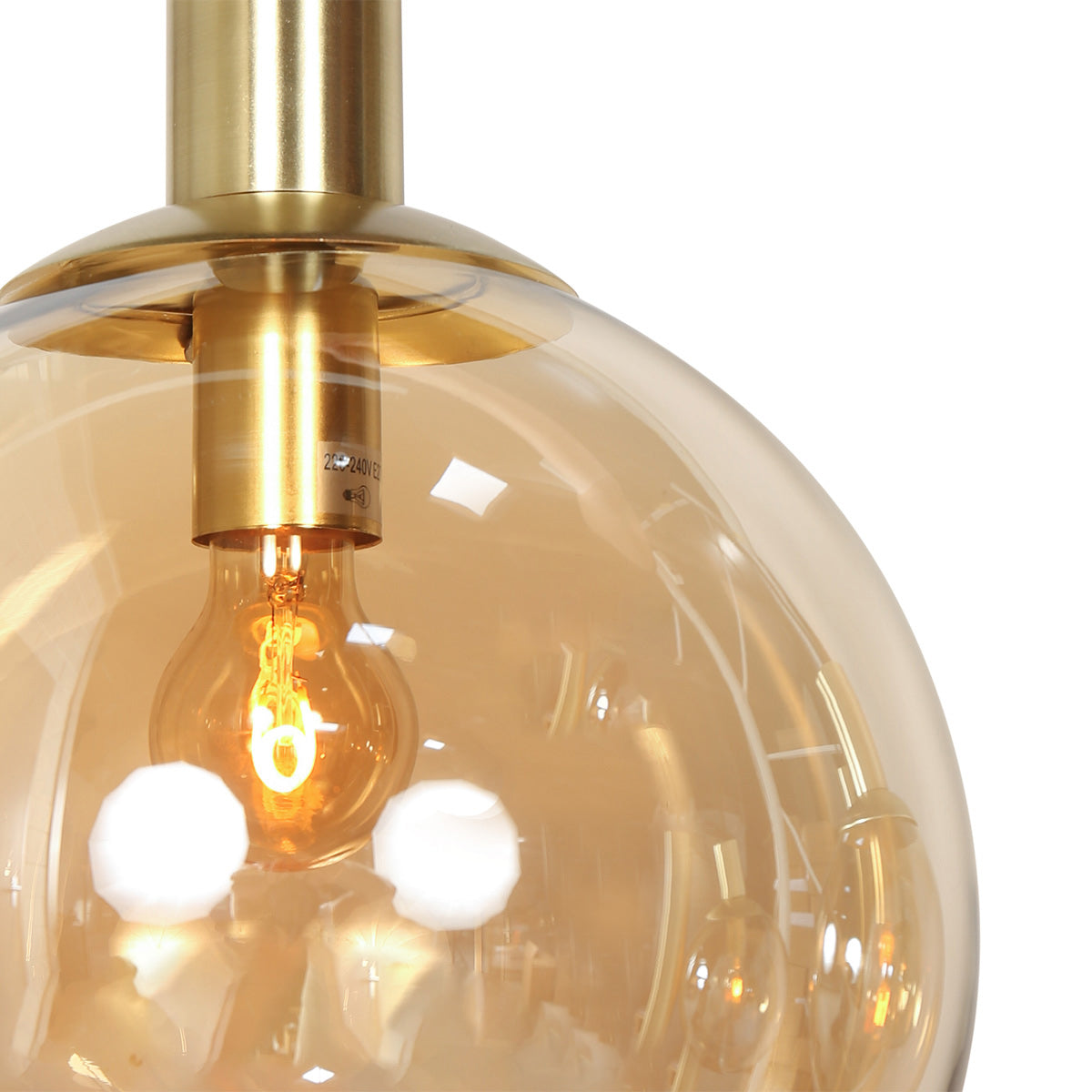 Hanglamp Bollique 3799ME messing 9 lichts met amber glas