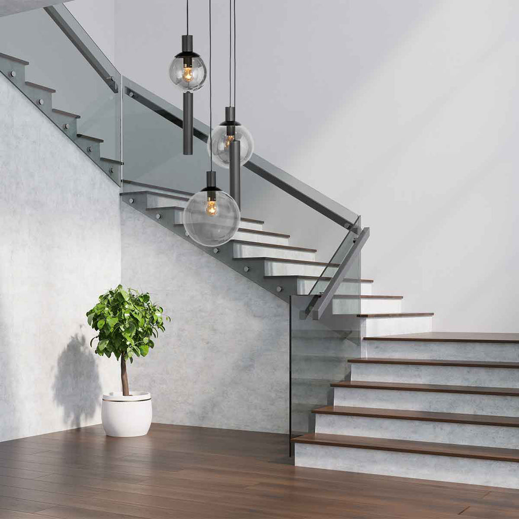 Hanglamp Bollique 3800ZW zwarte 5 lichts lamp met smoke glas