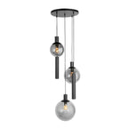 Hanglamp Bollique 3800ZW zwarte 5 lichts lamp met smoke glas