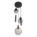 Hanglamp Bollique 3800ZW zwarte 5 lichts lamp met smoke glas