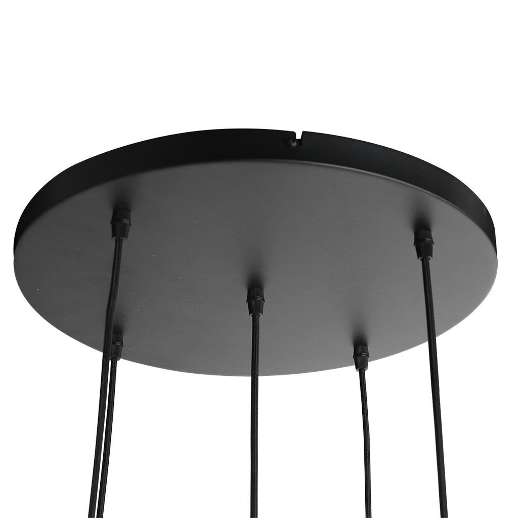 Hanglamp Bollique 3800ZW zwarte 5 lichts lamp met smoke glas