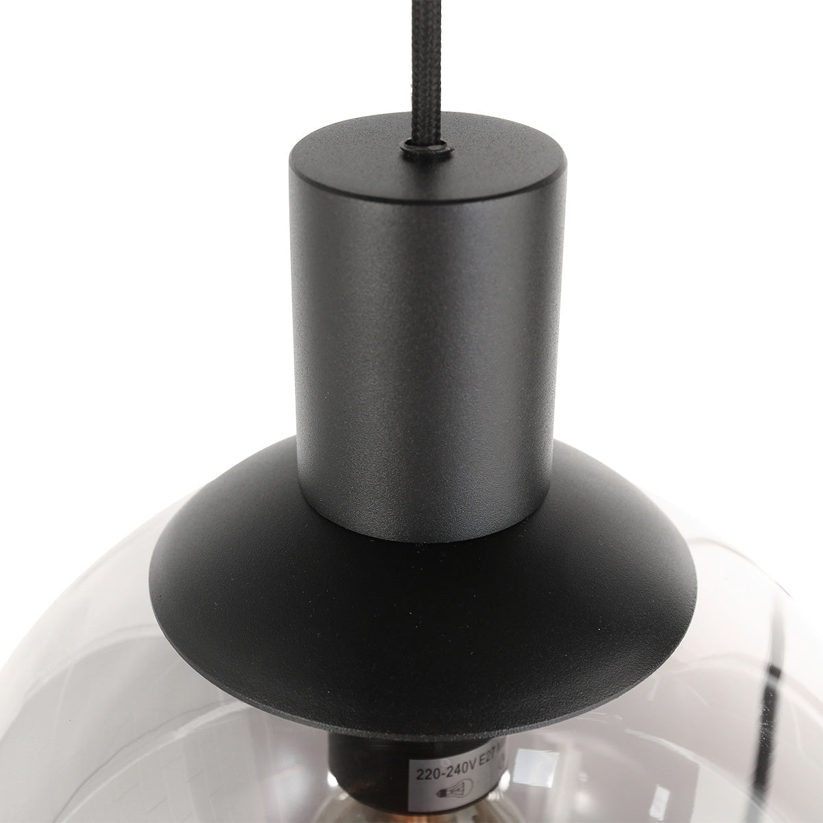 Hanglamp Bollique 3800ZW zwarte 5 lichts lamp met smoke glas