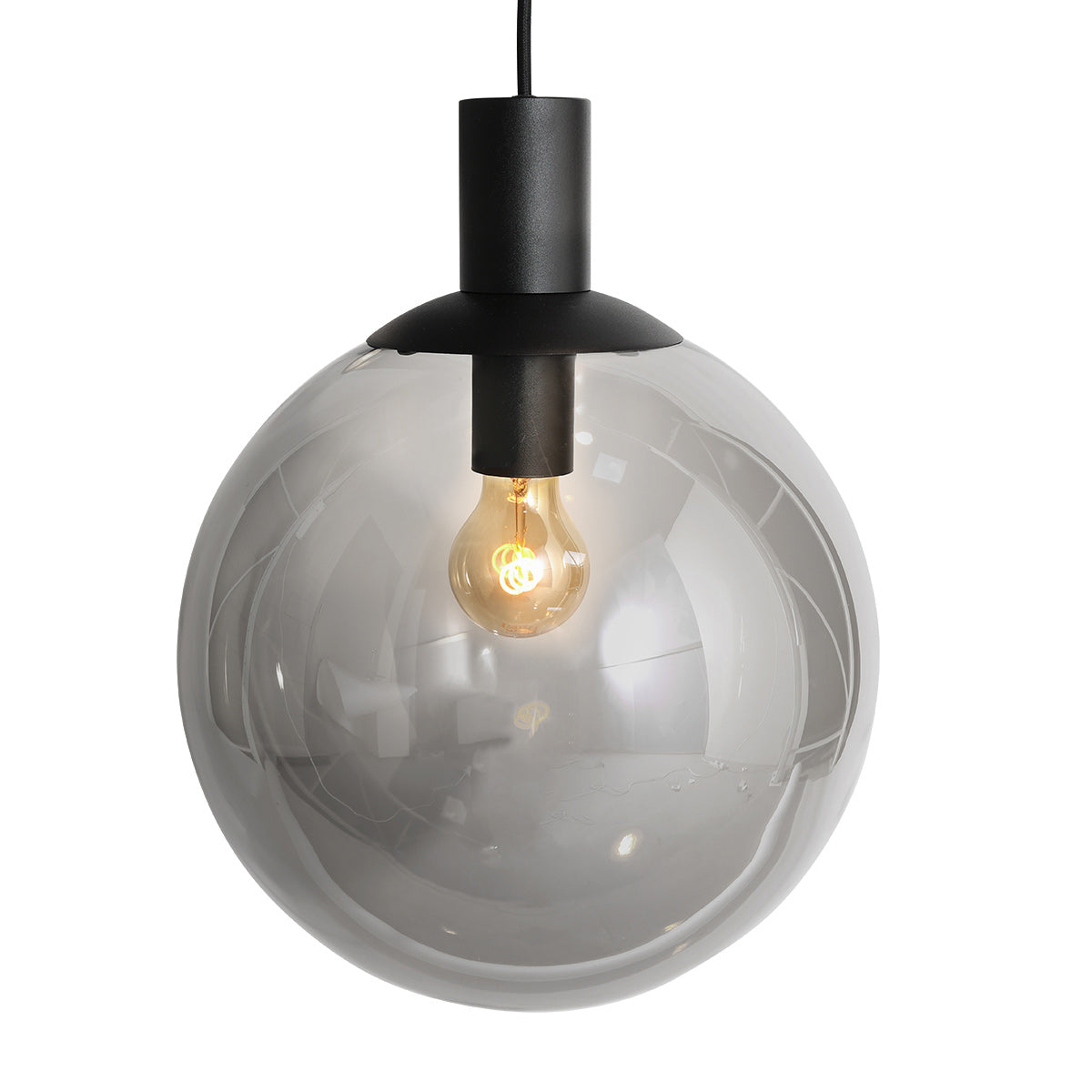 Hanglamp Bollique 3800ZW zwarte 5 lichts lamp met smoke glas