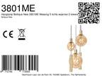 Hanglamp Bollique 3801ME messing 5 lichts met amber glas