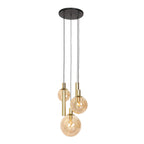 Hanglamp Bollique 3801ME messing 5 lichts met amber glas