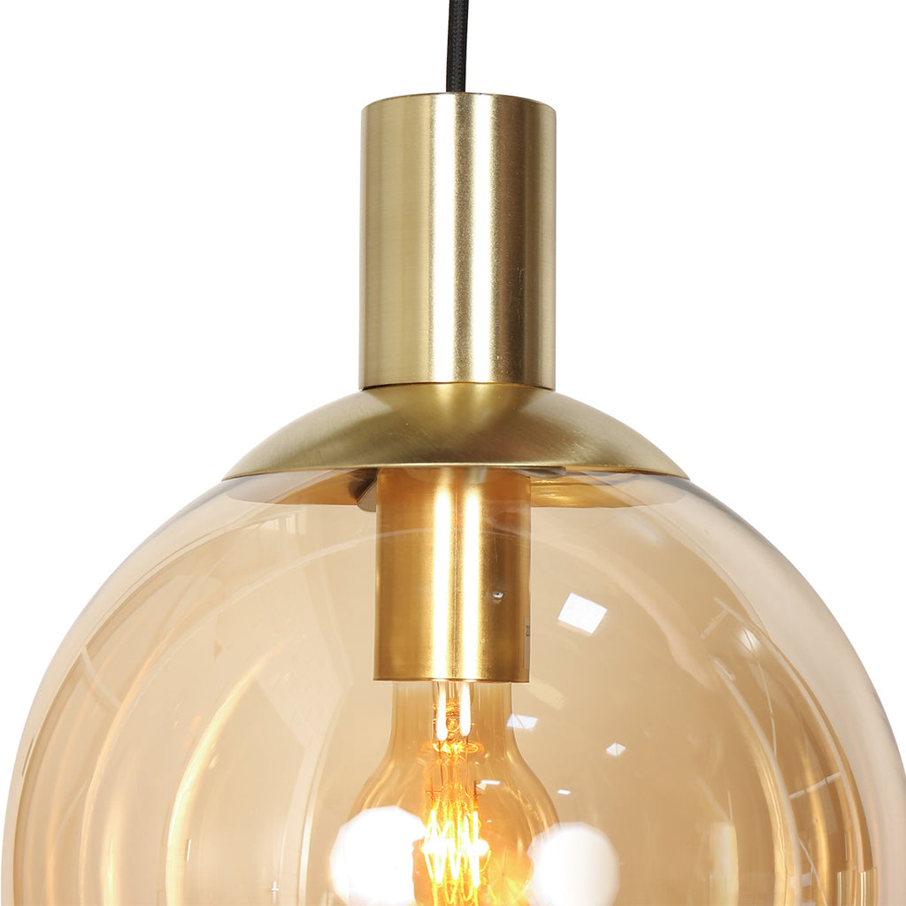 Hanglamp Bollique 3801ME messing 5 lichts met amber glas