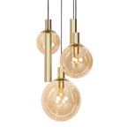 Hanglamp Bollique 3801ME messing 5 lichts met amber glas