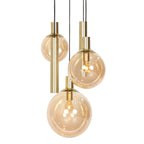 Hanglamp Bollique 3801ME messing 5 lichts met amber glas
