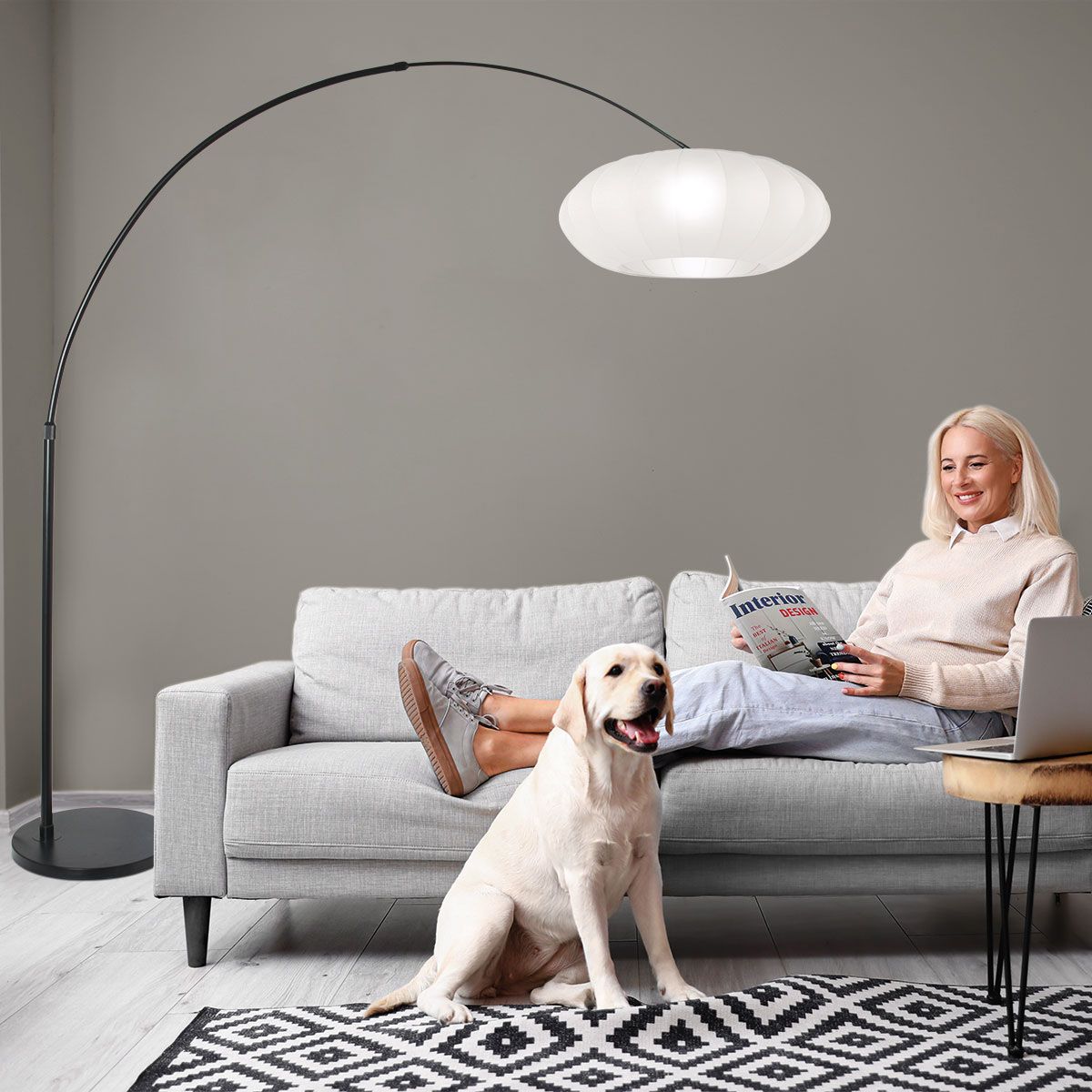 Booglamp Sparkled Light 3807ZW Zwart