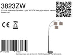 3-lichts vloerlamp Sparkled Light 3823ZW met grijs velours kappen