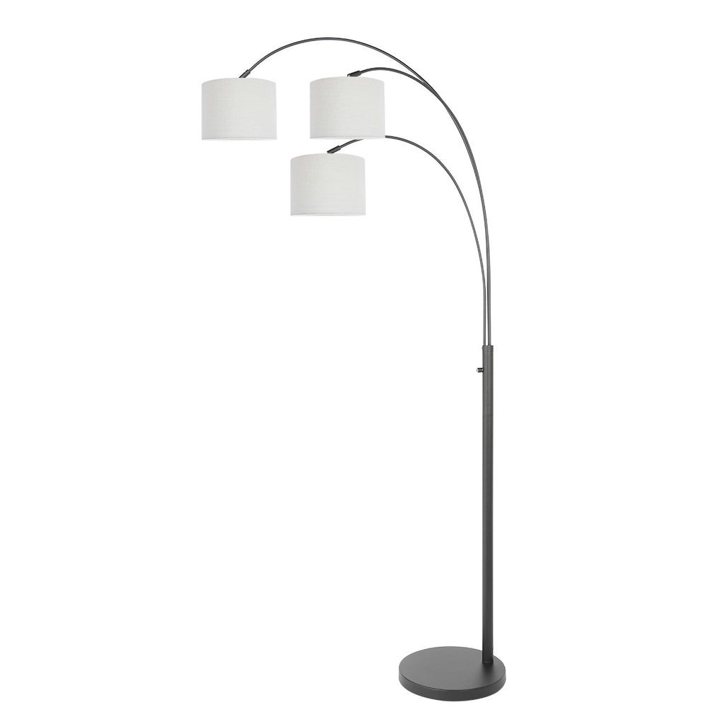 3-lichts vloerlamp Sparkled Light 3825ZW met grof wit linnen kappen