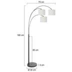 3-lichts vloerlamp Sparkled Light 3825ZW met grof wit linnen kappen