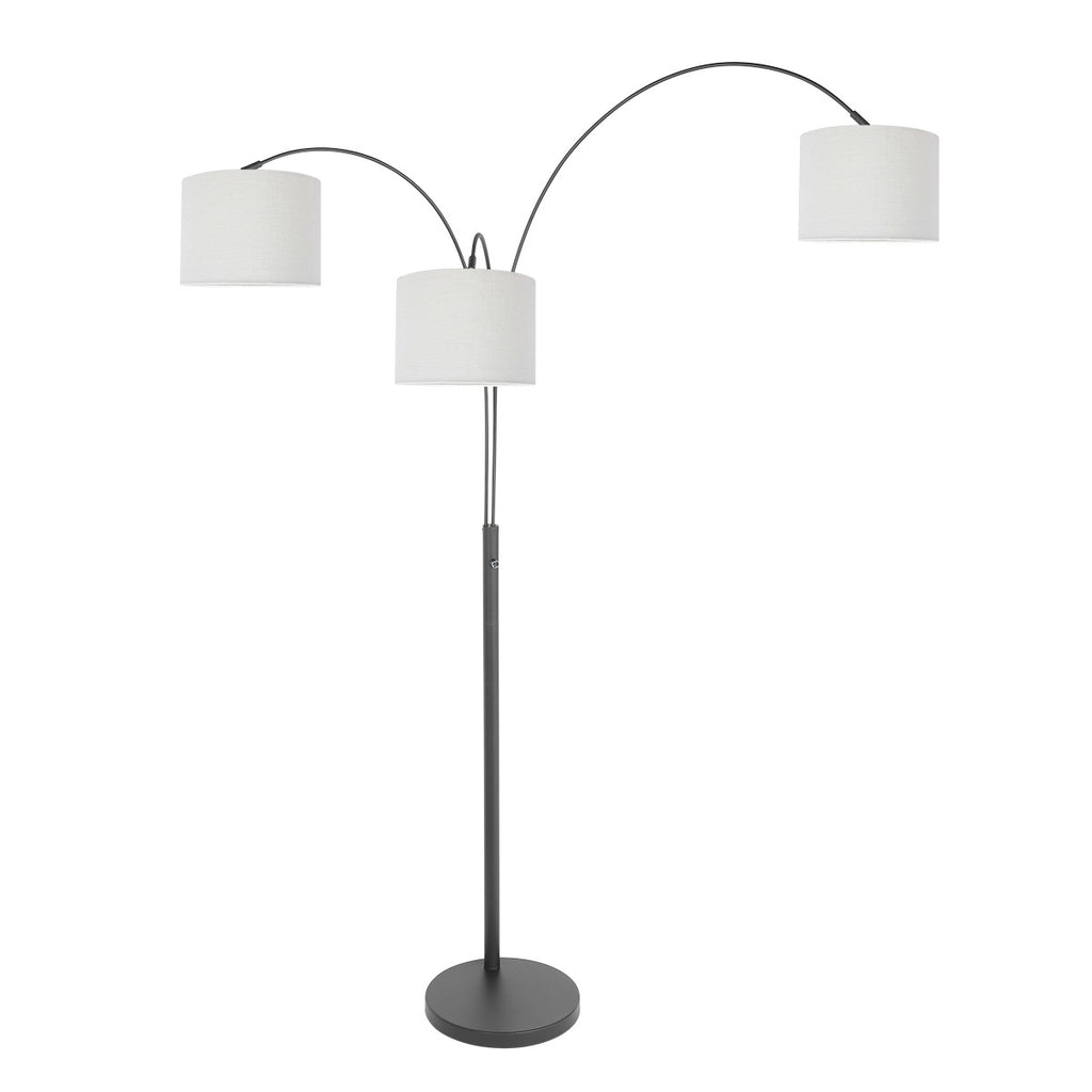 3-lichts vloerlamp Sparkled Light 3825ZW met grof wit linnen kappen