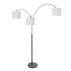 3-lichts vloerlamp Sparkled Light 3825ZW met grof wit linnen kappen