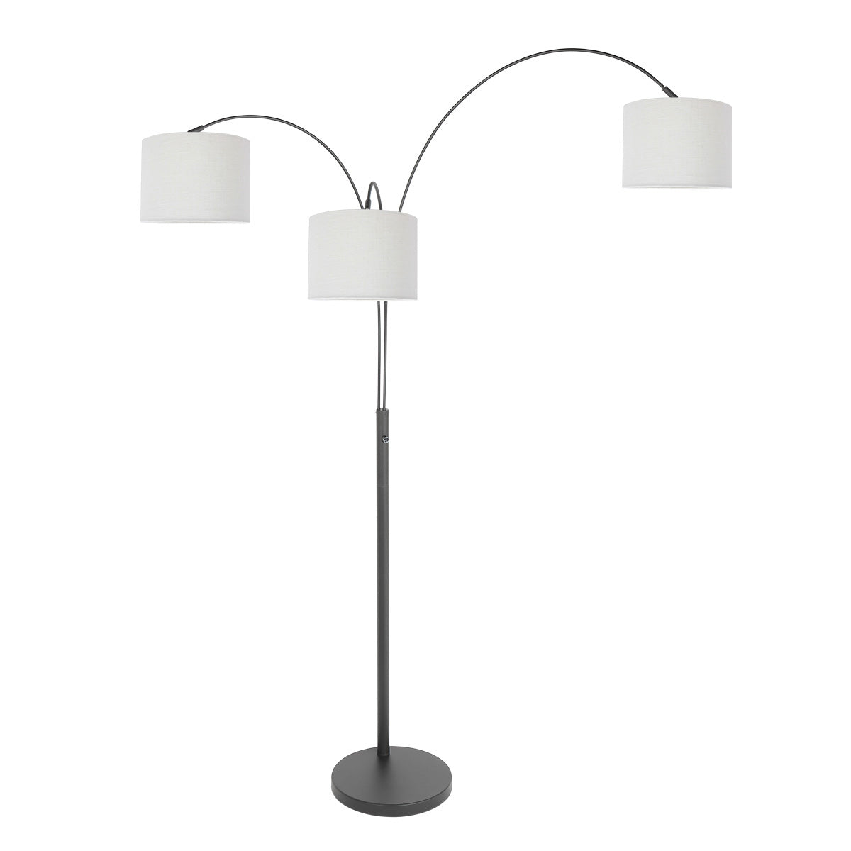 3-lichts vloerlamp Sparkled Light 3825ZW met grof wit linnen kappen
