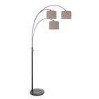 3-lichts vloerlamp Sparkled Light 3826ZW met grof grijs linnen kappen