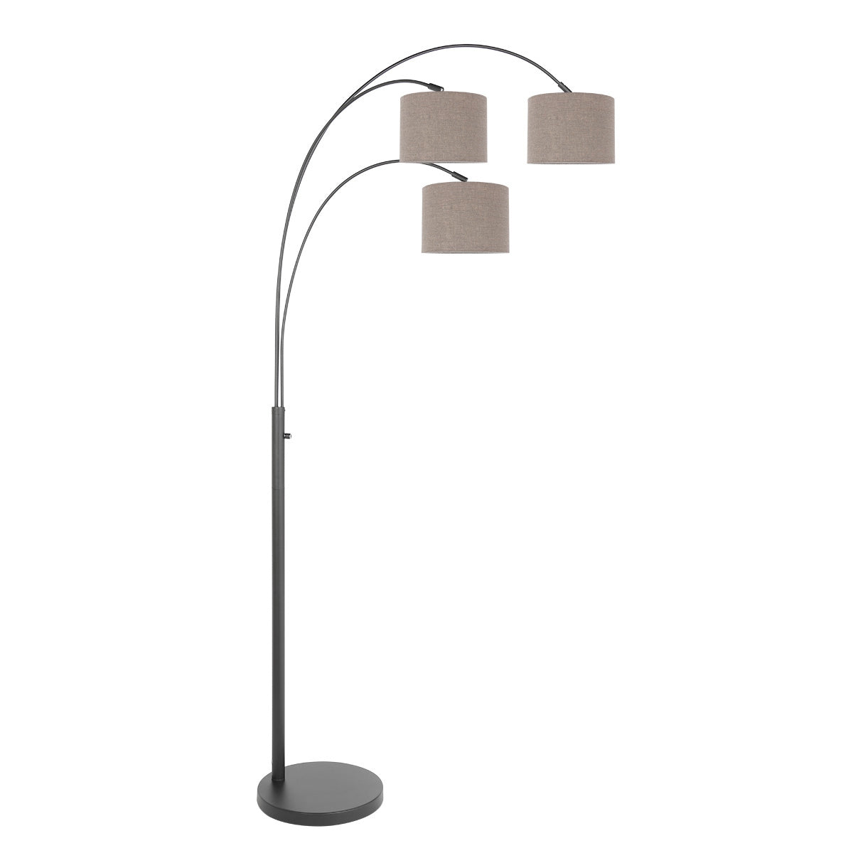 3-lichts vloerlamp Sparkled Light 3826ZW met grof grijs linnen kappen