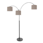 3-lichts vloerlamp Sparkled Light 3826ZW met grof grijs linnen kappen