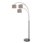 3-lichts vloerlamp Sparkled Light 3826ZW met grof grijs linnen kappen