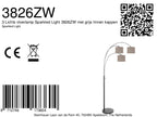3-lichts vloerlamp Sparkled Light 3826ZW met grof grijs linnen kappen