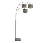 3-lichts vloerlamp Sparkled Light 3829ZW met naturel/zwart bamboe kappen