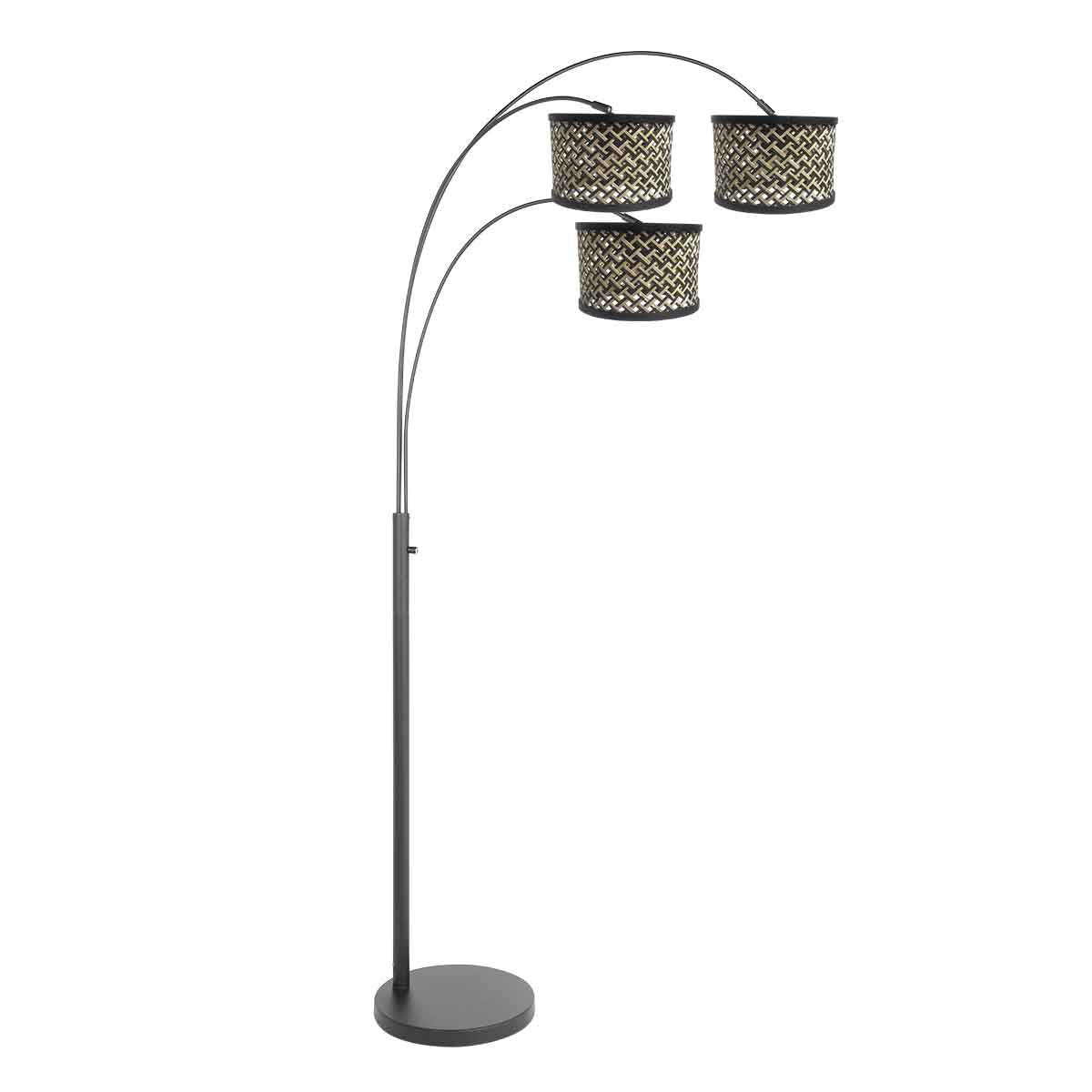 3-lichts vloerlamp Sparkled Light 3829ZW met naturel/zwart bamboe kappen