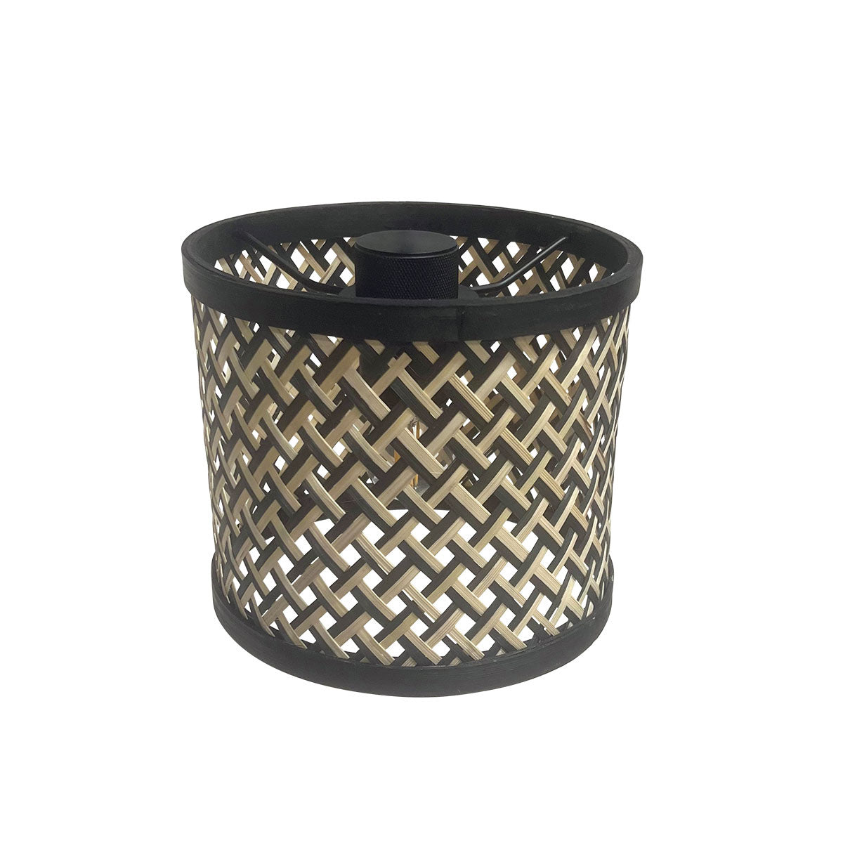 3-lichts vloerlamp Sparkled Light 3829ZW met naturel/zwart bamboe kappen