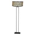 Zwarte staande lamp Stang 3845ZW met E27 fitting en naturel met zwart bamboe kap