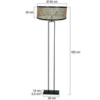 Zwarte staande lamp Stang 3845ZW met E27 fitting en naturel met zwart bamboe kap