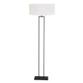 Zwarte staande lamp Stang 3851ZW met E27 fitting en wit grof linnen kap
