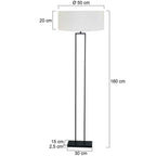 Zwarte staande lamp Stang 3851ZW met E27 fitting en wit grof linnen kap