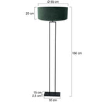 Zwarte staande lamp Stang 3853ZW met E27 fitting en groen velours kap