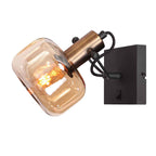 Wandlamp Glaslic 3864BR bronzen wandlamp met amber glas