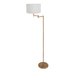 Bronskleurige vloerlamp Bella 3871BR met wit grof linnen kap