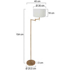 Bronskleurige vloerlamp Bella 3871BR met wit grof linnen kap